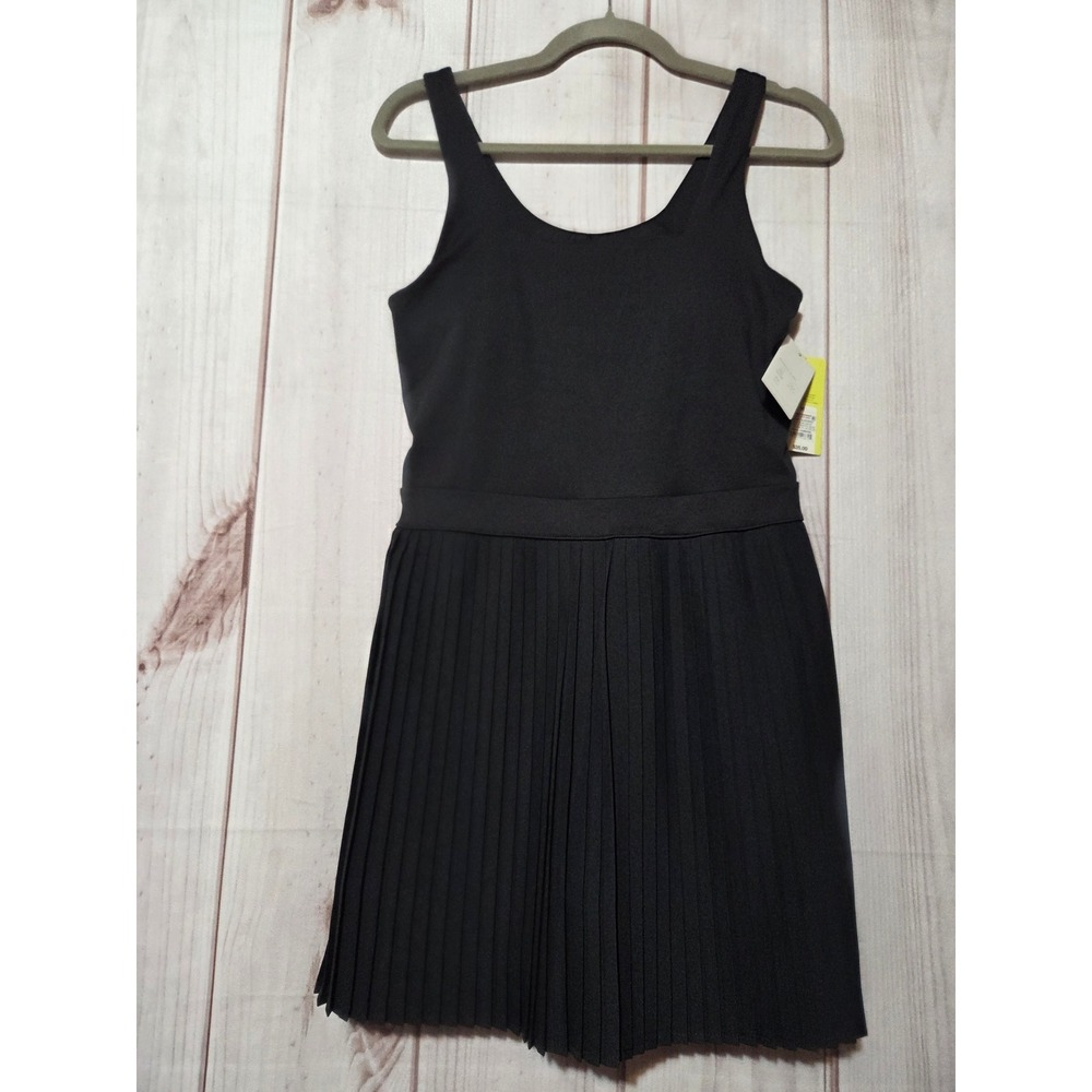 All In Motion Womens Pleated Active Dress Black Square Neck Built-in Shorts M